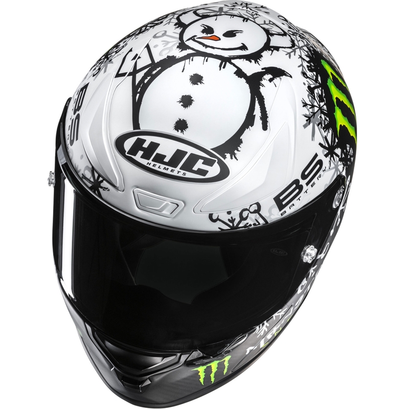 Celoobrazna motoristična čelada HJC RPHA 1 V2 CARBON Snow Diablo MC10SF črno-bela