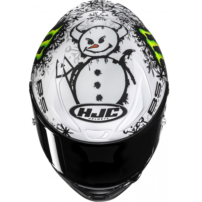 Celoobrazna motoristična čelada HJC RPHA 1 V2 CARBON Snow Diablo MC10SF črno-bela