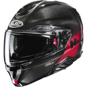 Preklopna motoristična čelada HJC RPHA 91 CARBON Elig MC1 črno-rdeča