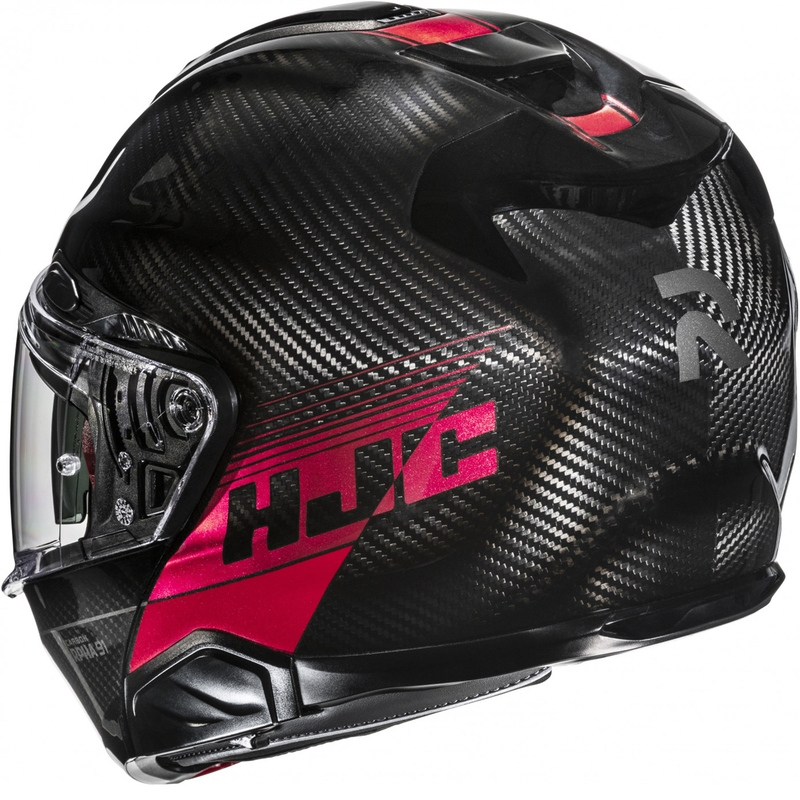 Preklopna motoristična čelada HJC RPHA 91 CARBON Elig MC1 črno-rdeča