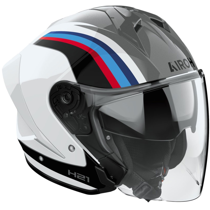 Odprta motoristična čelada Airoh H21 Arrow sijajno sivo-bela