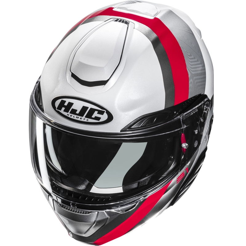 HJC RPHA 91 Fensh MC1 preklopna motoristična čelada bela-srebrna-rdeča