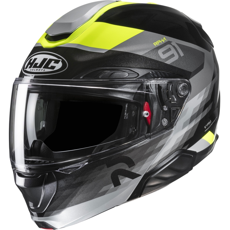 Preklopna motoristična čelada HJC RPHA 91 Madal MC3H črno-sivo-fluo rumena