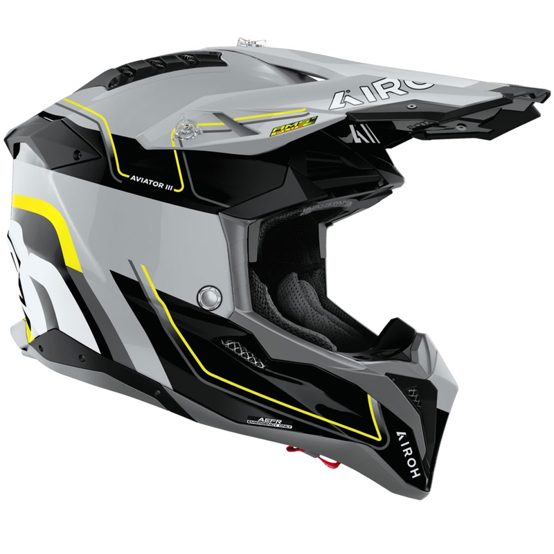 Motokros čelada Airoh Aviator 3 Leader, sijajno rumena