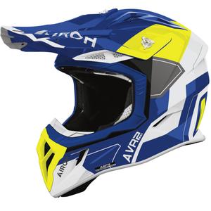 Motokros čelada Airoh Aviator ACE 2 Shield, sijajna modro-rumena