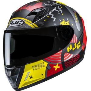 Otroška motoristična čelada HJC Y10 Mika MC1SF črno-rdeče-rumena