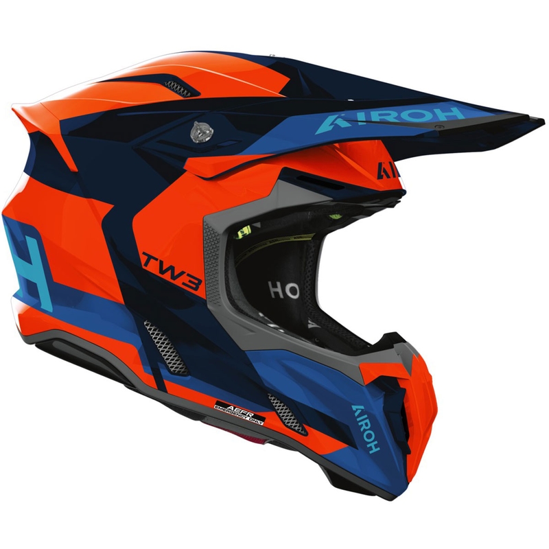 Motokros čelada Airoh Twist 3 Fancy svetleča fluo oranžno-modra