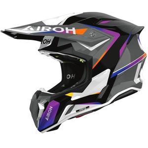 Motokros čelada Airoh Twist 3 Hustle sijajno sivo-vijolična