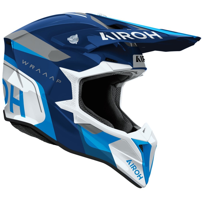Motokros čelada Airoh Wraaap Conquer, sijajno modra