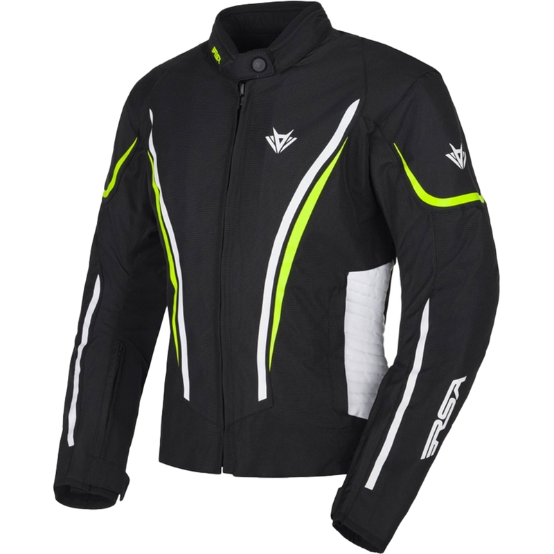 Ženska motoristična jakna RSA Wasp črno-bela-fluo rumena