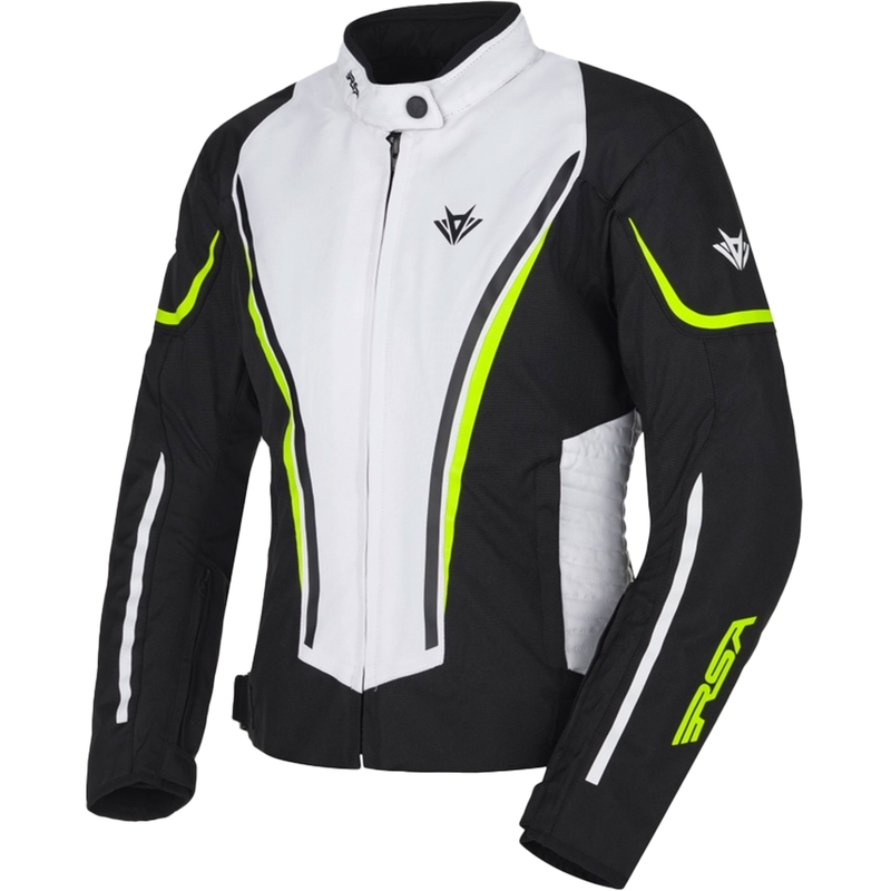 Ženska motoristična jakna RSA Wasp bela-črna-fluo rumena