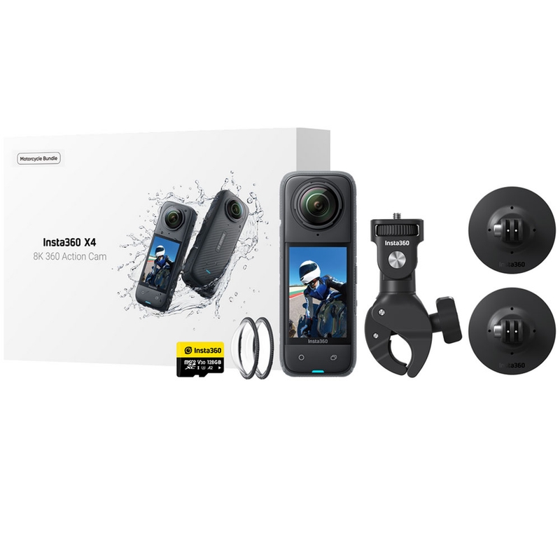 Akcijska kamera Insta360 X4 za motoriste v paketu, črna