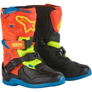 Alpinestars Tech 3S Kids Fluo Orange-Blue-Fluo Yellow-Black Motoristični škornji za otroke