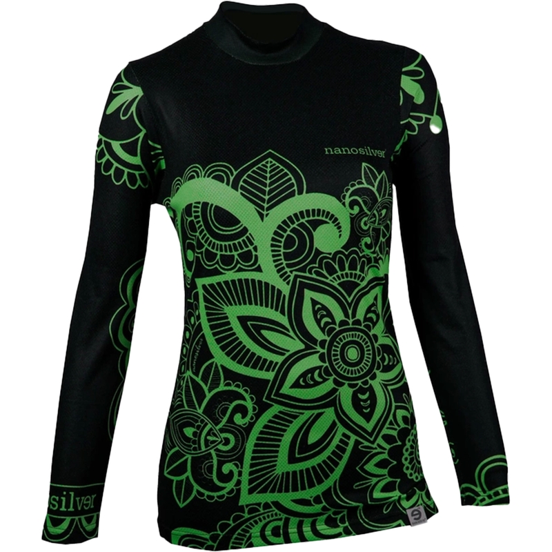 Ženska termo majica nanosilver® Flower green - dolgi rokavi