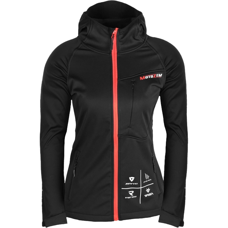 Ženska softshell jakna MotoZem Racing Team črno-rdeča