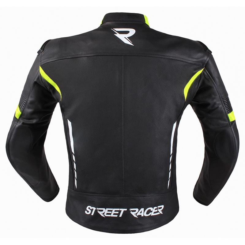 Street Racer Bexter črno-bela-fluo rumena motoristična jakna razprodaja