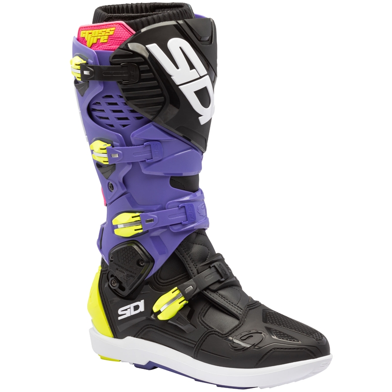 Motoristični škornji SiDi Crossfire 3 SRS vijolično-črno-fluo rumeni