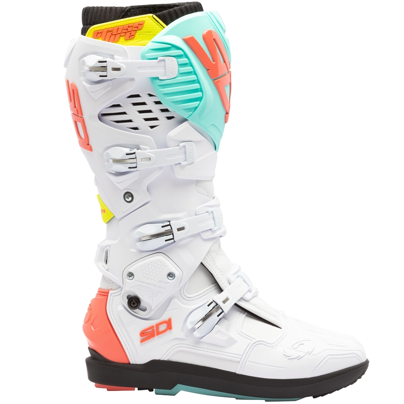 Motoristični škornji SiDi Crossfire 3 SRS bela-fluo mint-fluo koralna