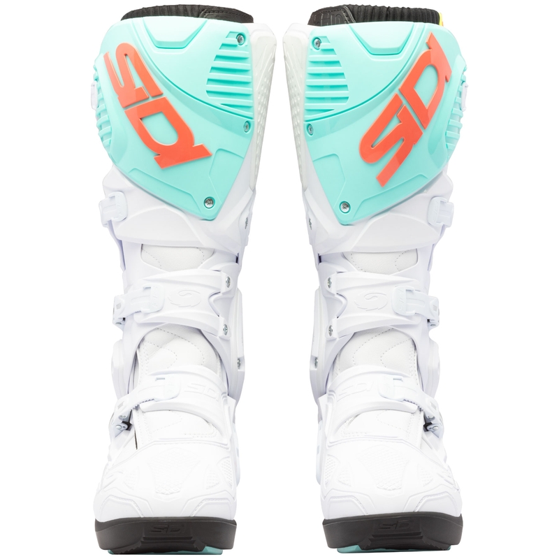 Motoristični škornji SiDi Crossfire 3 SRS bela-fluo mint-fluo koralna