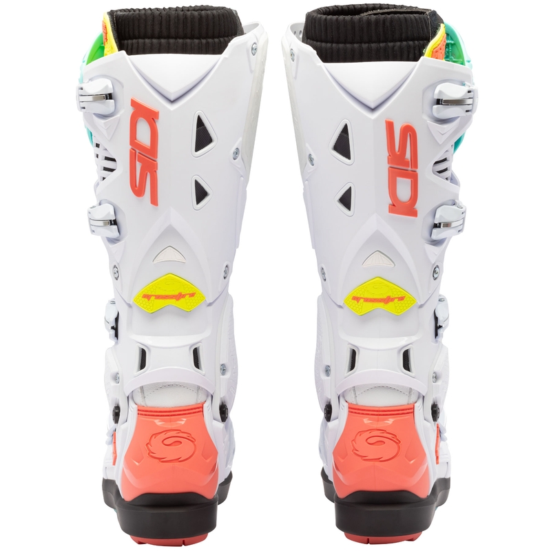 Motoristični škornji SiDi Crossfire 3 SRS bela-fluo mint-fluo koralna
