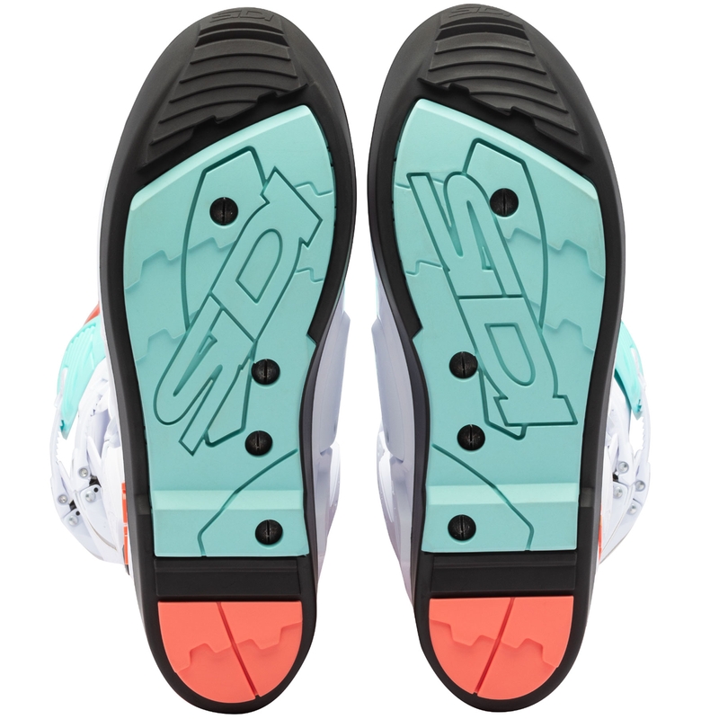Motoristični škornji SiDi Crossfire 3 SRS bela-fluo mint-fluo koralna