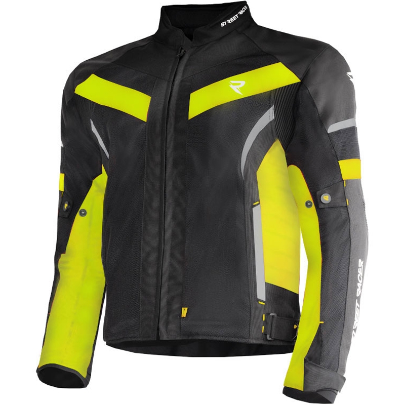 Moto jakna Street Racer Evans Air črno-fluo rumena