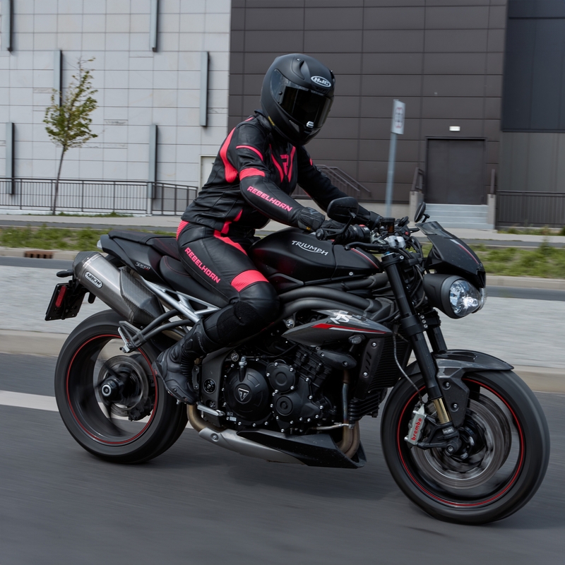 Ženska motoristična jakna Rebelhorn Rebel črno-fluo roza