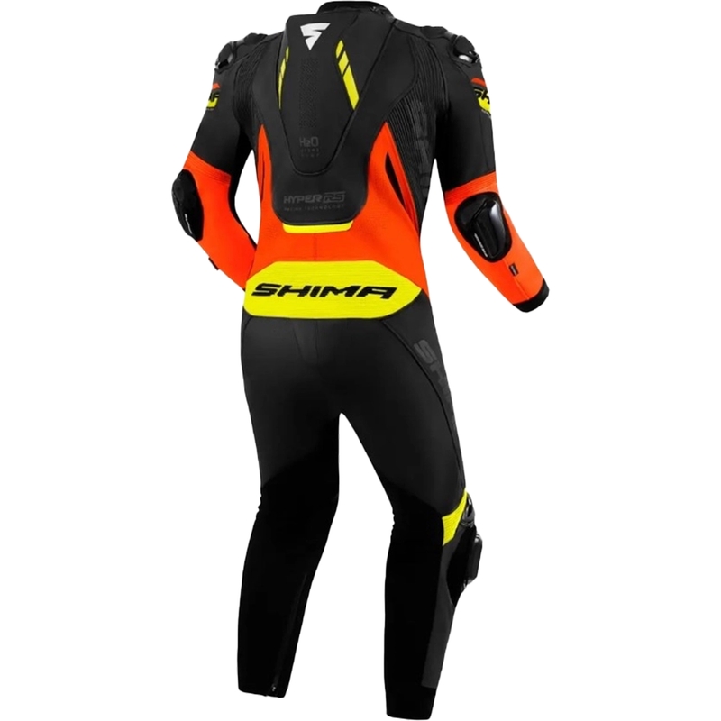 Shima Hyper-RS usnjena motoristična obleka črno-fluo oranžno-rumena
