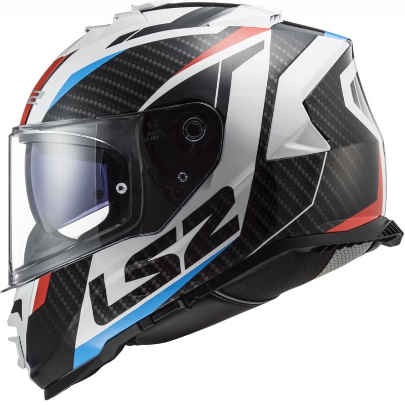 Celoobrazna motoristična čelada LS2 FF800 Storm II Racer bela-črna-rdeča-modra