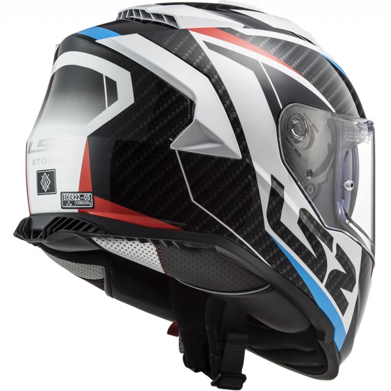 Celoobrazna motoristična čelada LS2 FF800 Storm II Racer bela-črna-rdeča-modra