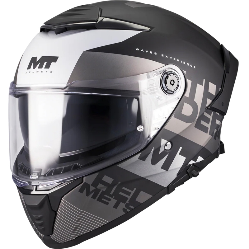 Celoobrazna motoristična čelada MT Thunder 4 SV Waves B2 mat črno-siva