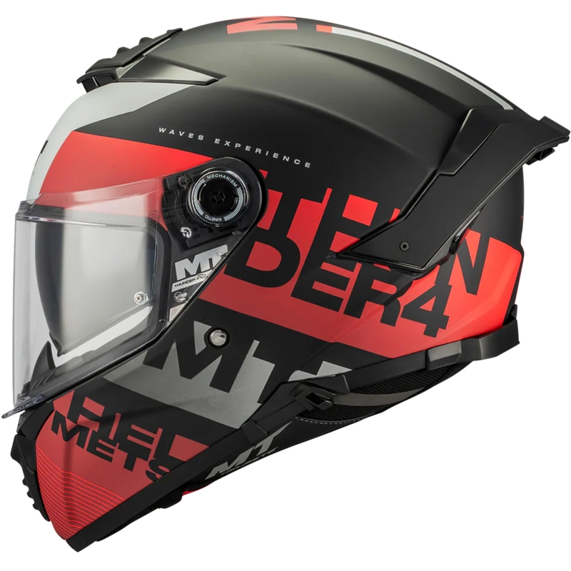 Celoobrazna motoristična čelada MT Thunder 4 SV Waves B5 mat črno-rdeča