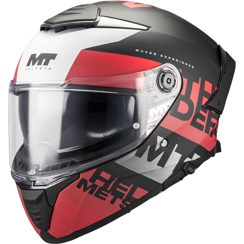 Celoobrazna motoristična čelada MT Thunder 4 SV Waves B5 mat črno-rdeča