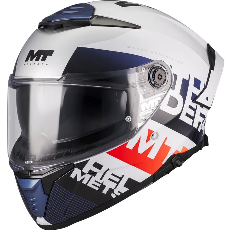 Celoobrazna motoristična čelada MT Thunder 4 SV Waves A17 belo-modro-rdeča