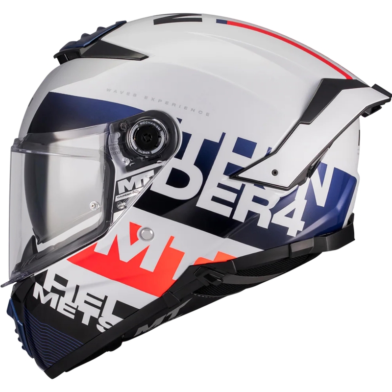 Celoobrazna motoristična čelada MT Thunder 4 SV Waves A17 belo-modro-rdeča
