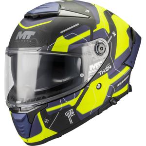 Celoobrazna motoristična čelada MT Thunder 4 SV Lumex B27 črno-modro-fluo rumena