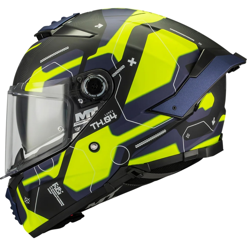 Celoobrazna motoristična čelada MT Thunder 4 SV Lumex B27 črno-modro-fluo rumena