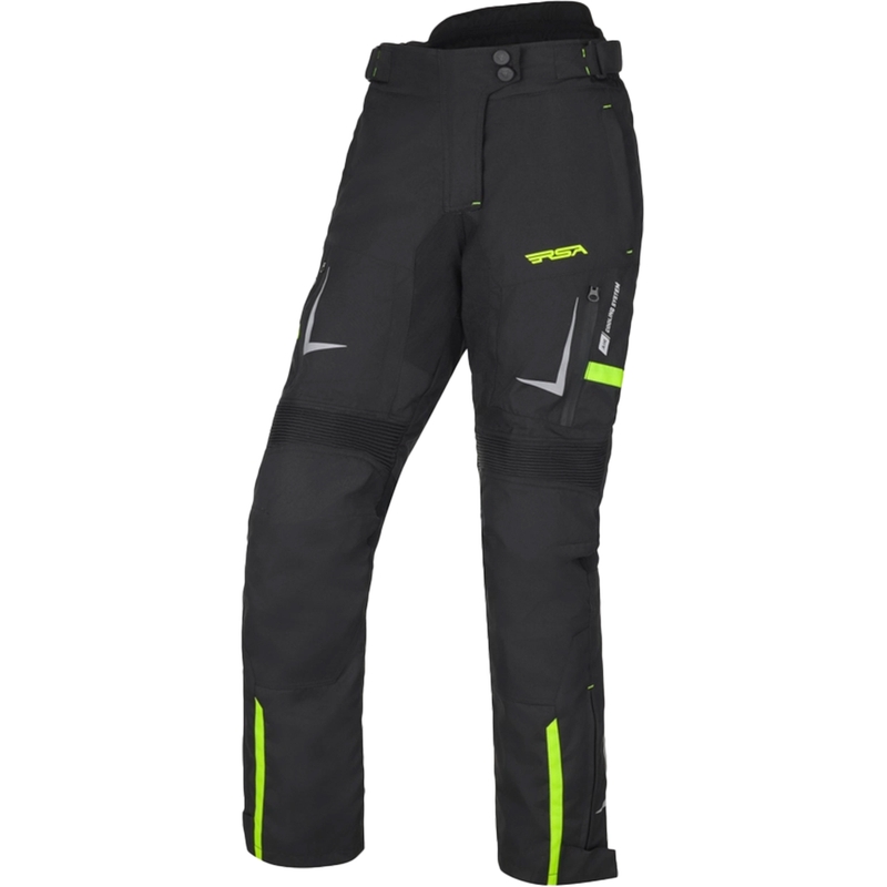 Ženske motoristične hlače RSA EXO 2 črno-fluo rumene