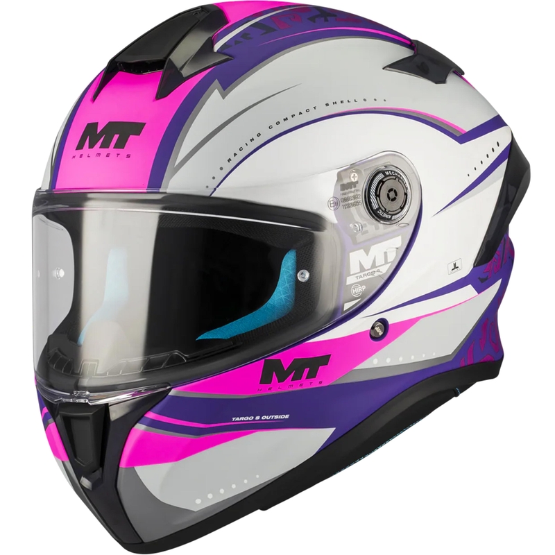 Celoobrazna motoristična čelada MT Targo S Outside C8 mat vijolično-sivo-roza