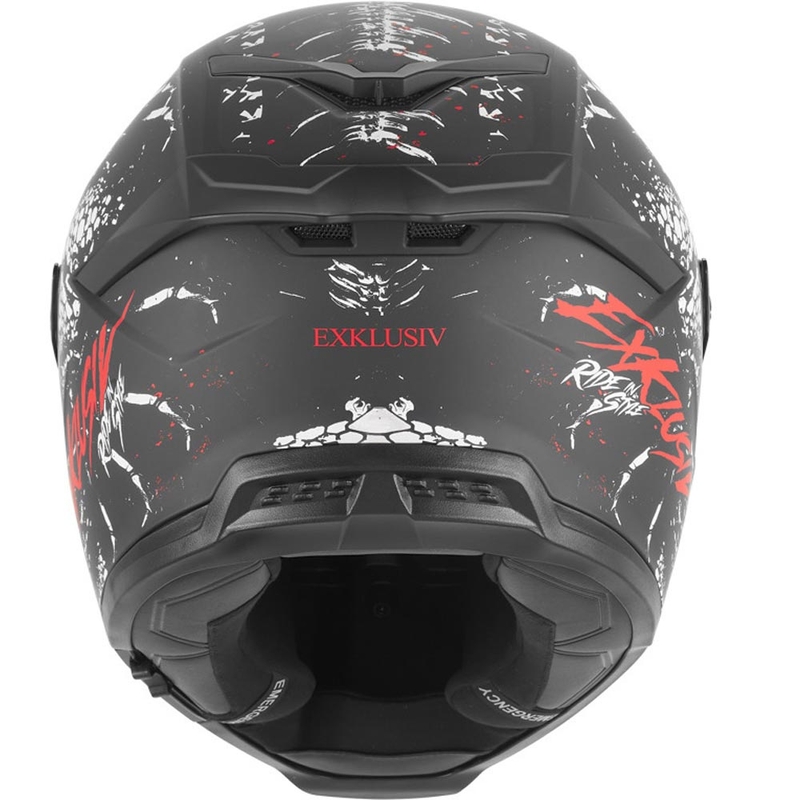 NOX Exklusiv Goliath Raptor integralna motoristična čelada mat črno-belo-rdeča