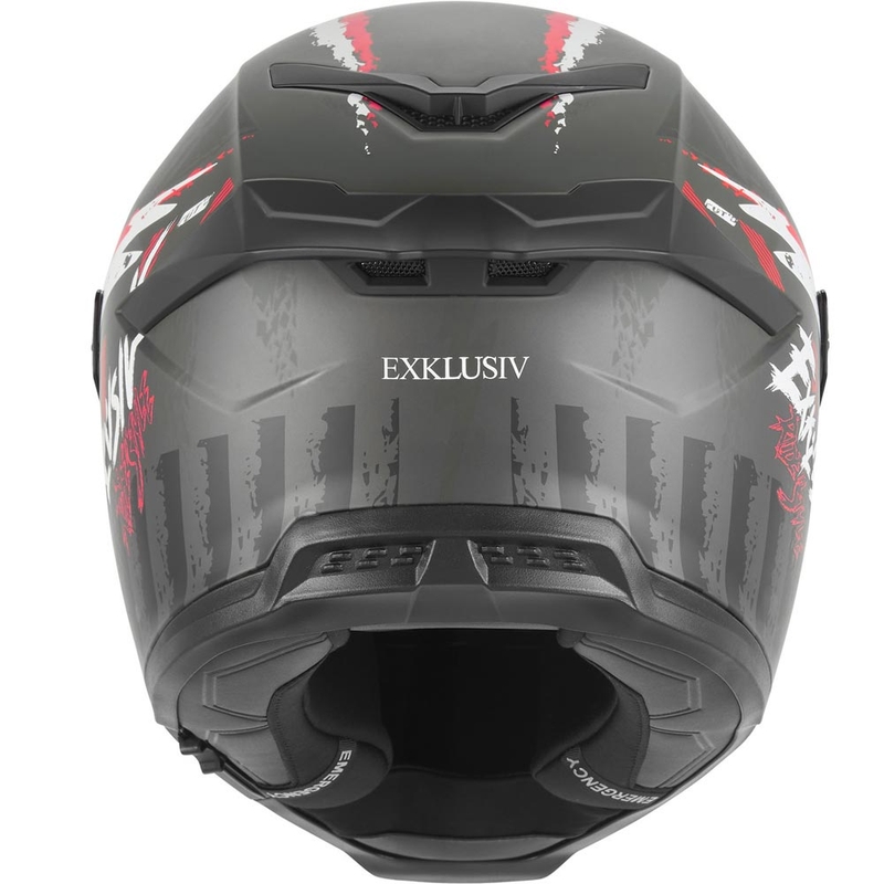 Motoristična čelada z integriranim obrazom NOX Exklusiv Goliath Cut'D mat črno-rdeča