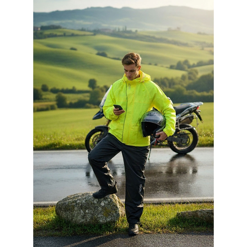 Motoristični dežni plašč SiDi Tempora fluo rumeno-črn