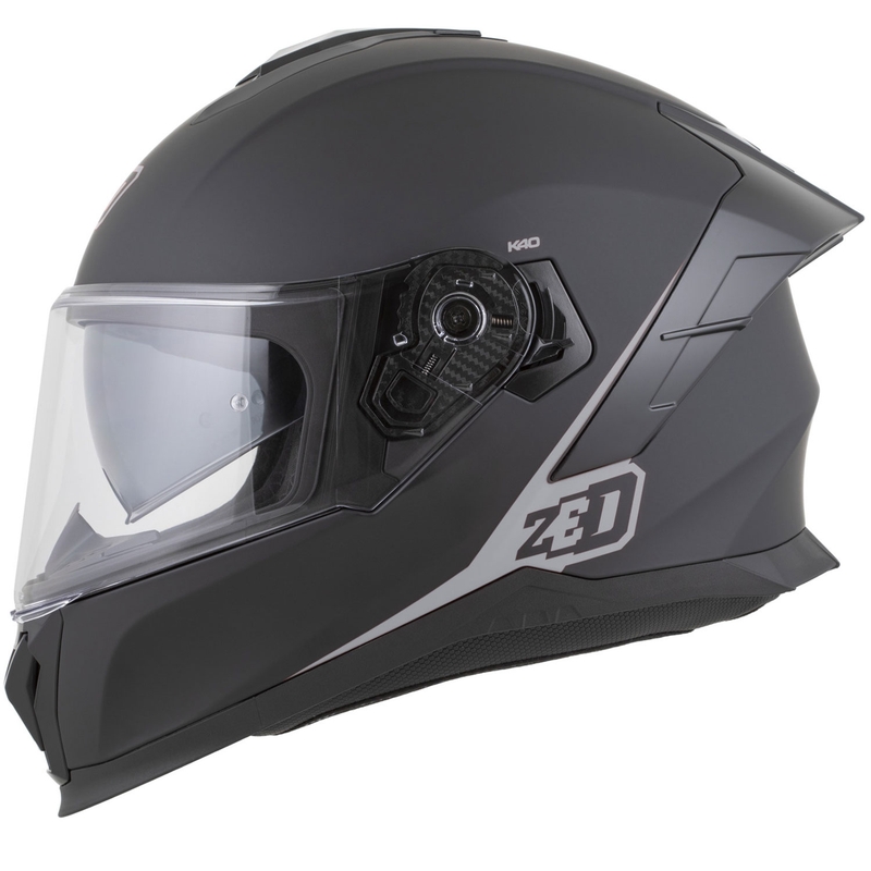 Motoristična čelada ZED K40 z integriranim obrazom, mat črno-temno siva