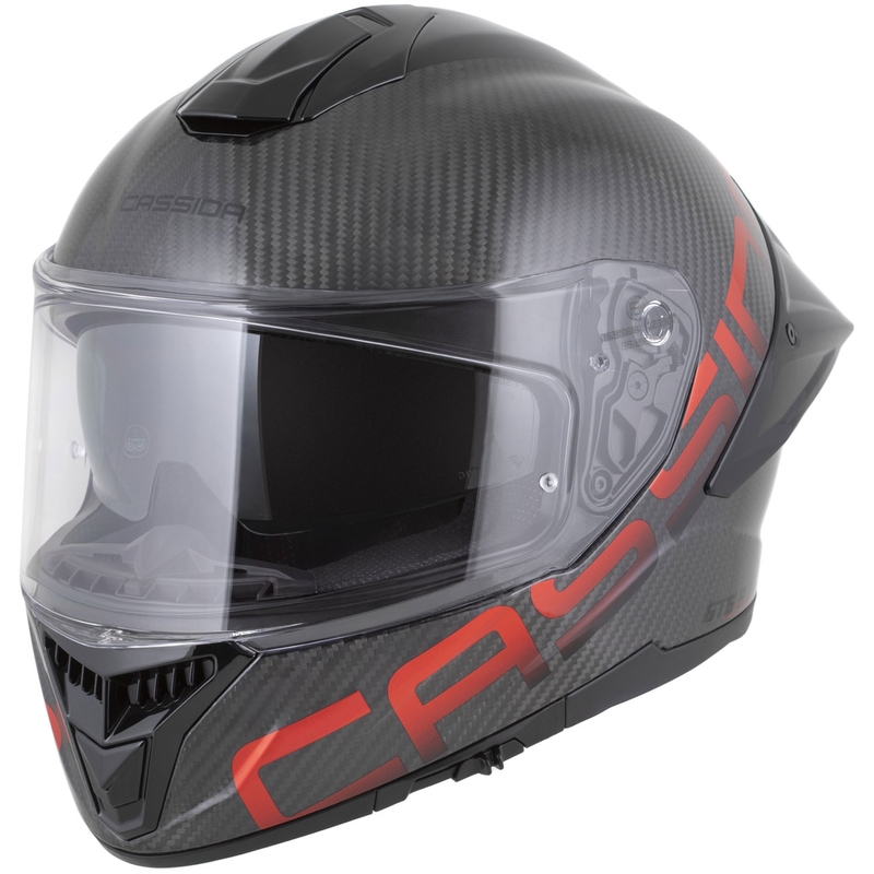 Cassida Integral GTS 2.1 Plus Carbon motoristična čelada z integriranim obrazom, mat karbonsko-rdeča
