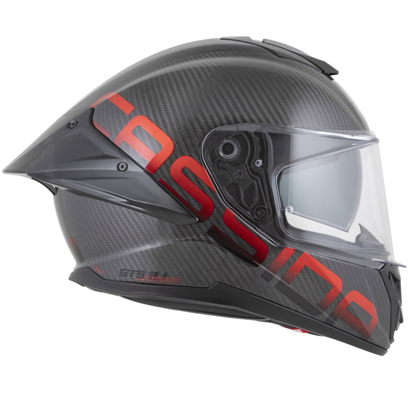 Cassida Integral GTS 2.1 Plus Carbon motoristična čelada z integriranim obrazom, mat karbonsko-rdeča