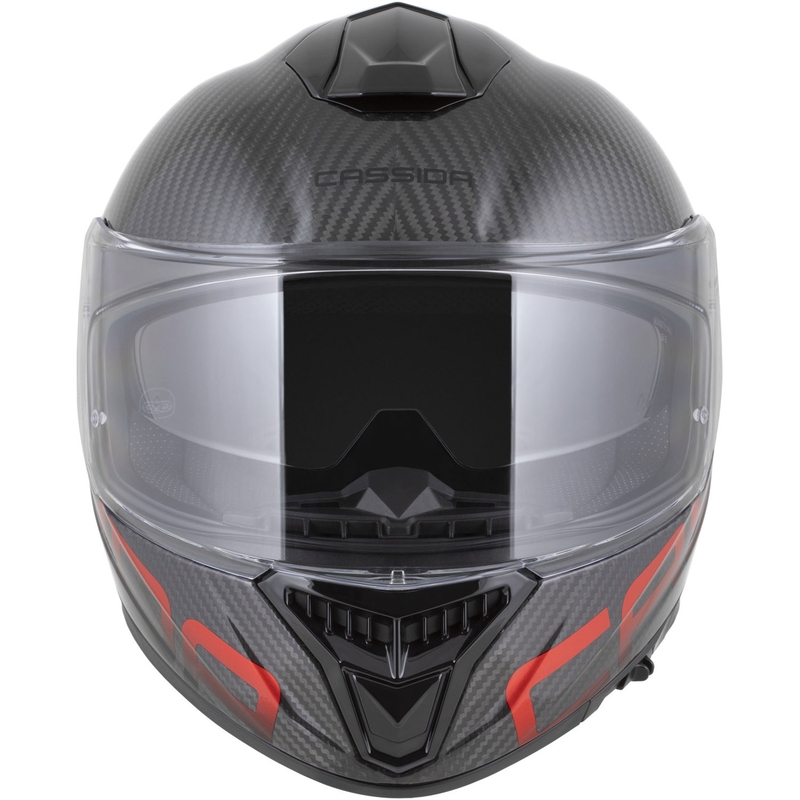 Cassida Integral GTS 2.1 Plus Carbon motoristična čelada z integriranim obrazom, mat karbonsko-rdeča