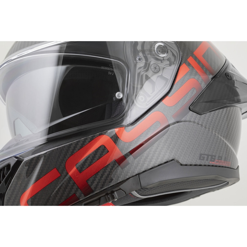 Cassida Integral GTS 2.1 Plus Carbon motoristična čelada z integriranim obrazom, mat karbonsko-rdeča