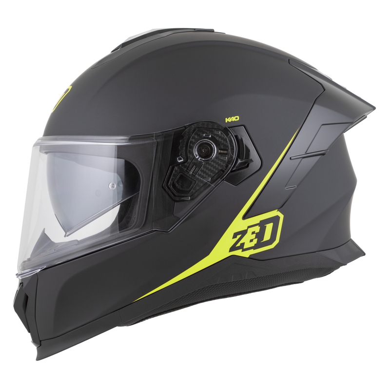 Motoristična čelada ZED K40 z integriranim obrazom, mat črno-fluo rumena