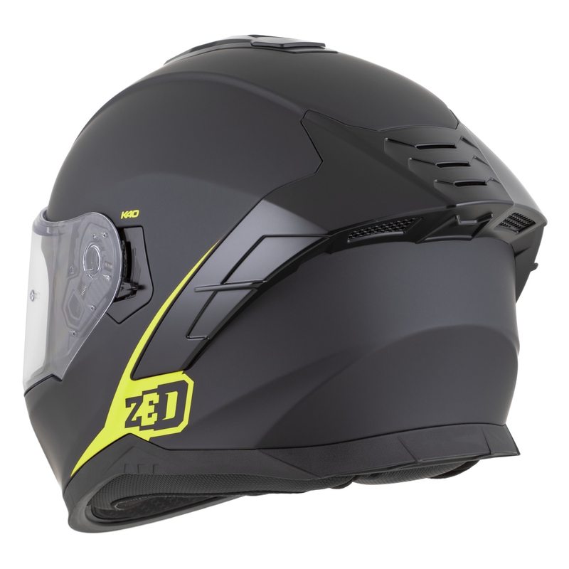 Motoristična čelada ZED K40 z integriranim obrazom, mat črno-fluo rumena