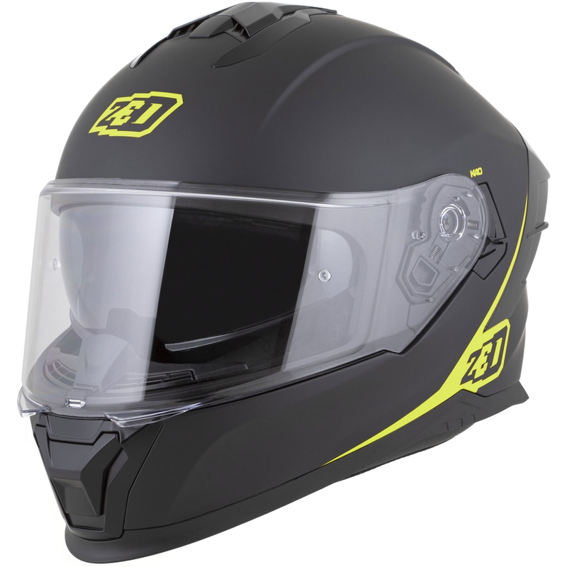Motoristična čelada ZED K40 z integriranim obrazom, mat črno-fluo rumena